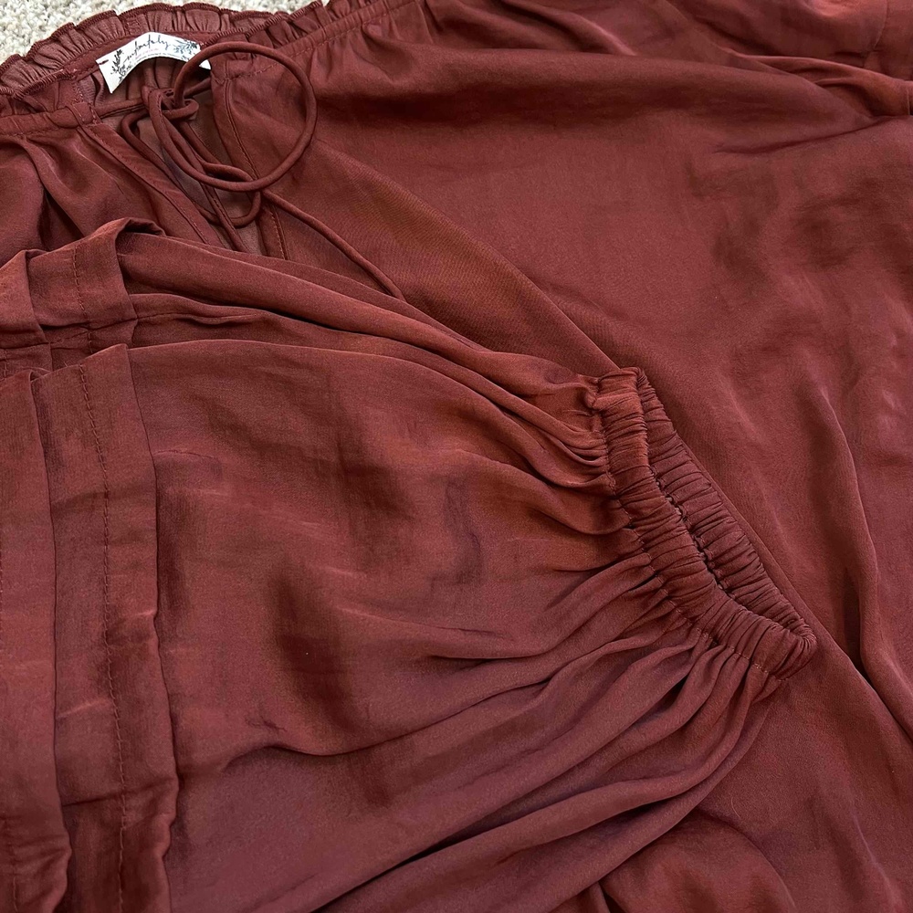 Free People Intimately Brown Burgundy Size Small Blouse Bodysuit - Picture 6 of 10